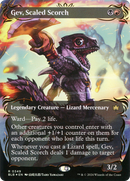 Gev, Scaled Scorch (Borderless) (Raised Foil) (BLB-349)  Foil - Bloomburrow: (Showcase)