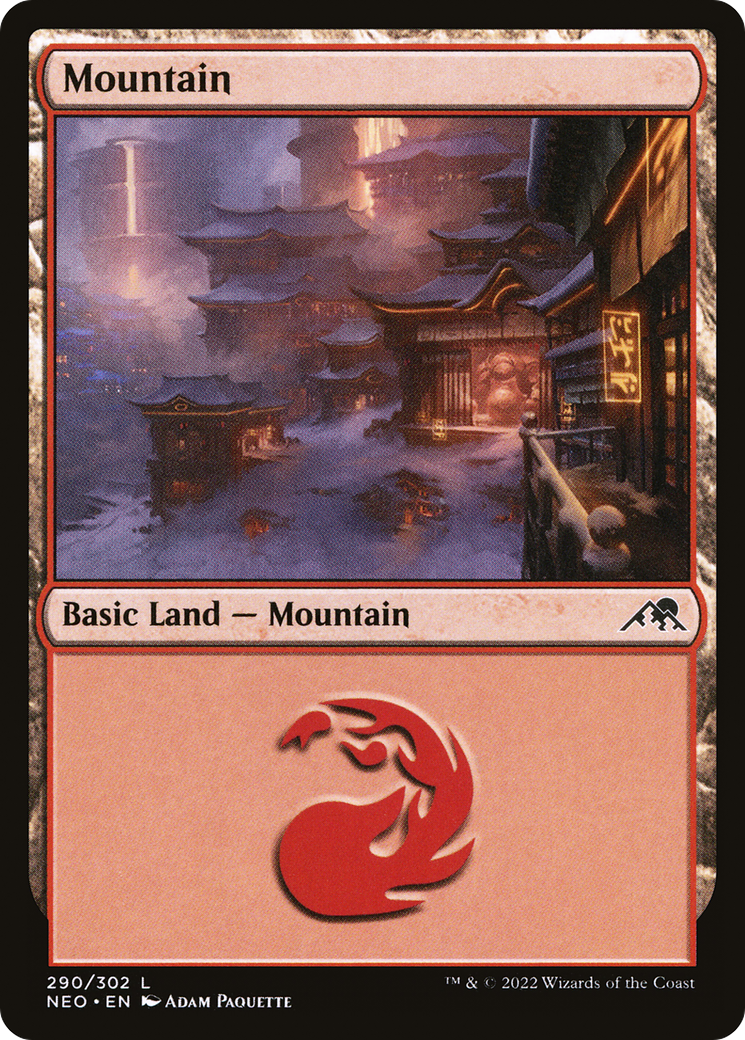Mountain (290) (NEO-290)  Foil - Kamigawa: Neon Dynasty