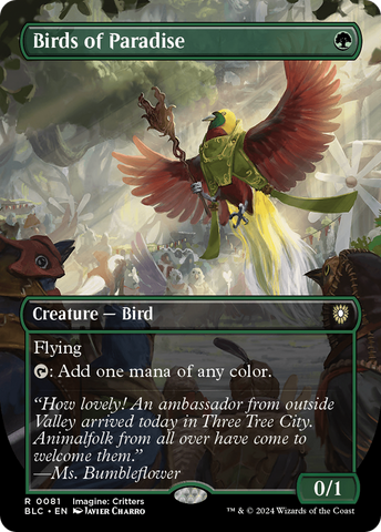 Birds of Paradise (Borderless) (BLC-081)  Foil - Bloomburrow Commander