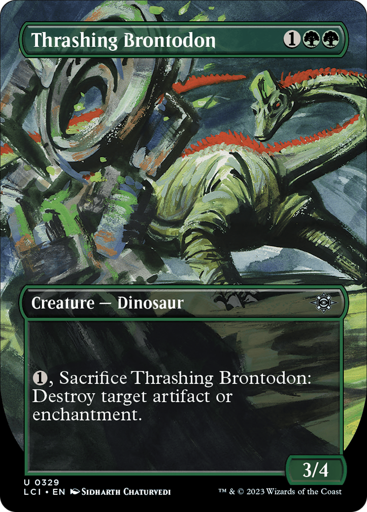 Thrashing Brontodon (Borderless) (LCI-329)  Foil - The Lost Caverns of Ixalan