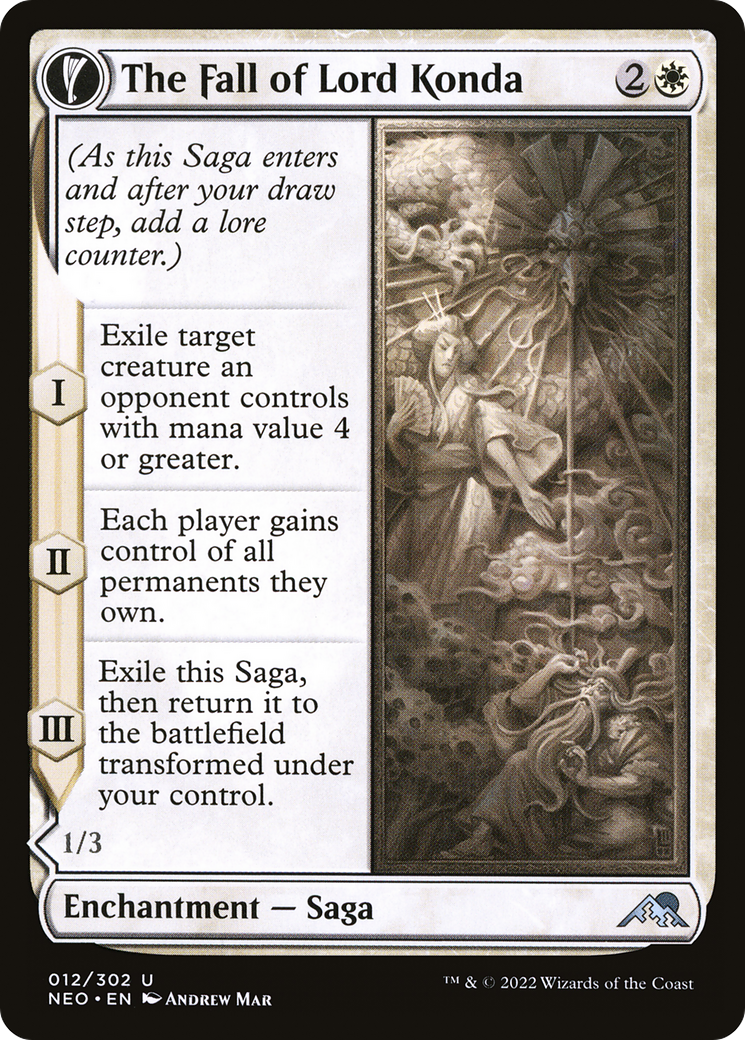 The Fall of Lord Konda (NEO-012)  Foil - Kamigawa: Neon Dynasty: (fandfc, enchantment)