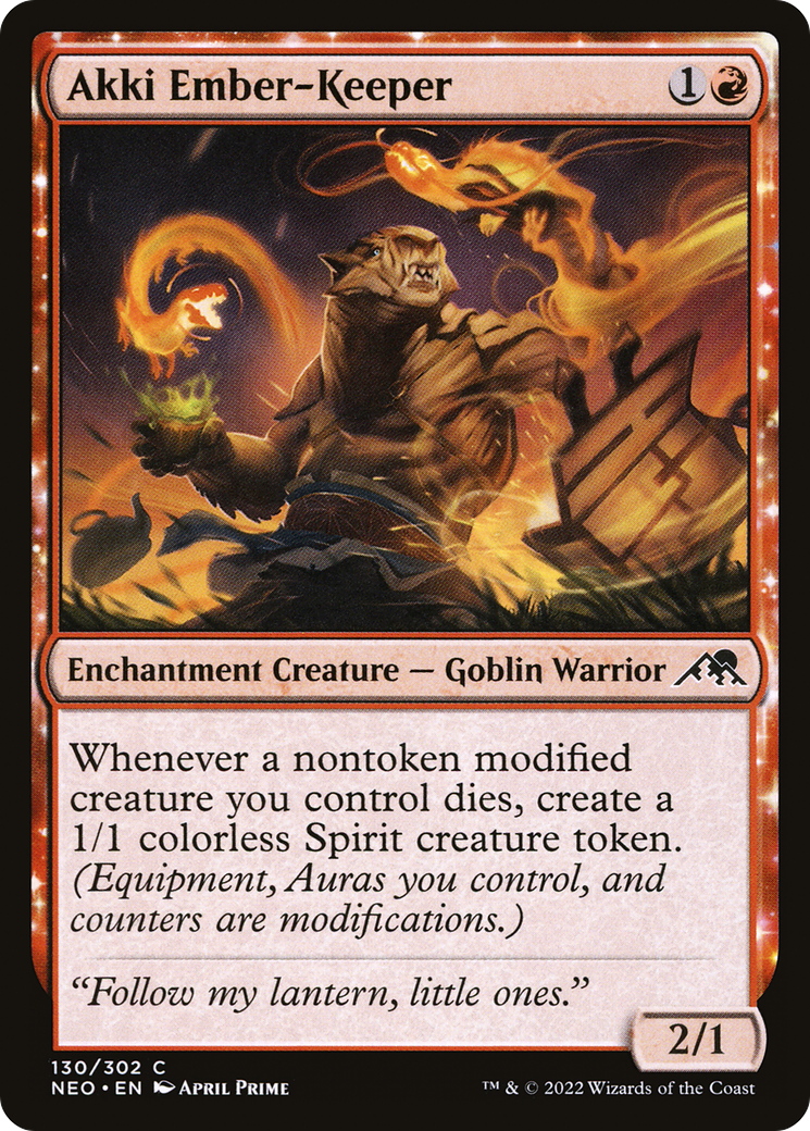 Akki Ember-Keeper (NEO-130)  - Kamigawa: Neon Dynasty: (enchantment)