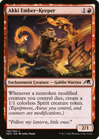 Akki Ember-Keeper (NEO-130)  - Kamigawa: Neon Dynasty: (enchantment)
