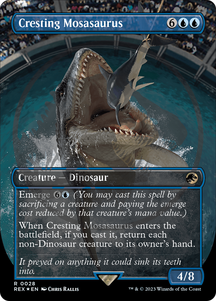 Cresting Mosasaurus (Borderless) (Emblem) (REX-028)  Foil - Jurassic World Collection