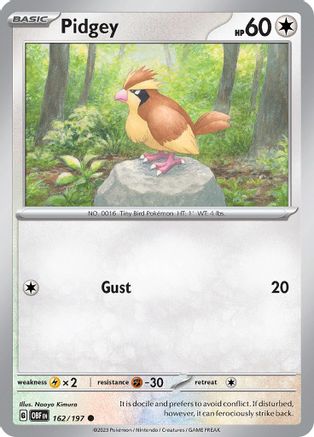 Pidgey 162/197 - Reverse Holofoil SV03 Obsidian Flames