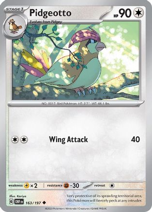 Pidgeotto 163 - Reverse Holofoil SV03 Obsidian Flames