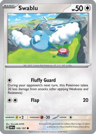 Swablu 169 - Reverse Holofoil SV03 Obsidian Flames