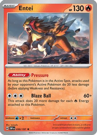 Entei 030/197 - Holofoil SV03 Obsidian Flames