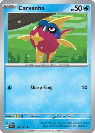 Carvanha 046/197 - Reverse Holofoil SV03 Obsidian Flames