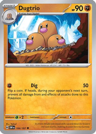 Dugtrio 104 - Reverse Holofoil SV03 Obsidian Flames