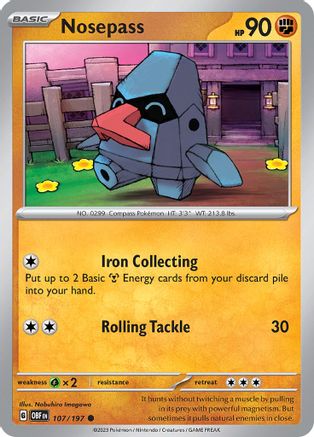 Nosepass 107 - Reverse Holofoil SV03 Obsidian Flames