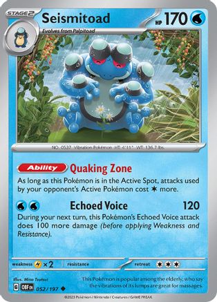Seismitoad 052/197  SV03 Obsidian Flames