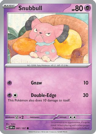 Snubbull 087 - Reverse Holofoil SV03 Obsidian Flames