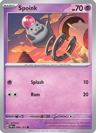 Spoink 090 - Reverse Holofoil SV03 Obsidian Flames