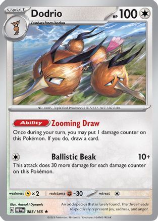 Dodrio 085/165  - Reverse Holofoil SV Scarlet & Violet 151 - Rare