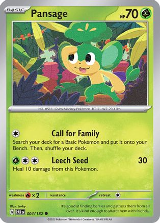 Pansage 004/182 - Reverse Holofoil SV04 Paradox Rift