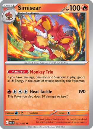 Simisear 021/182 - Reverse Holofoil SV04 Paradox Rift