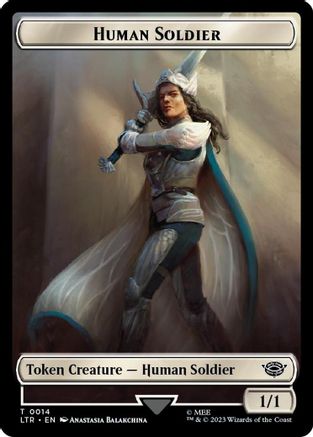 Human Soldier (0014) // Food (0022) Double-Sided Token (Surge Foil) (LTR-14 // 22)  Foil - The Lord of the Rings: Tales of Middle-earth