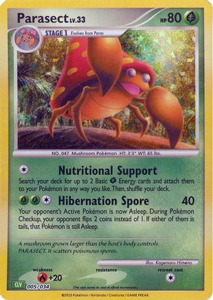 Parasect 005/034  - Holofoil Trading Card Game Classic - Classic Collection