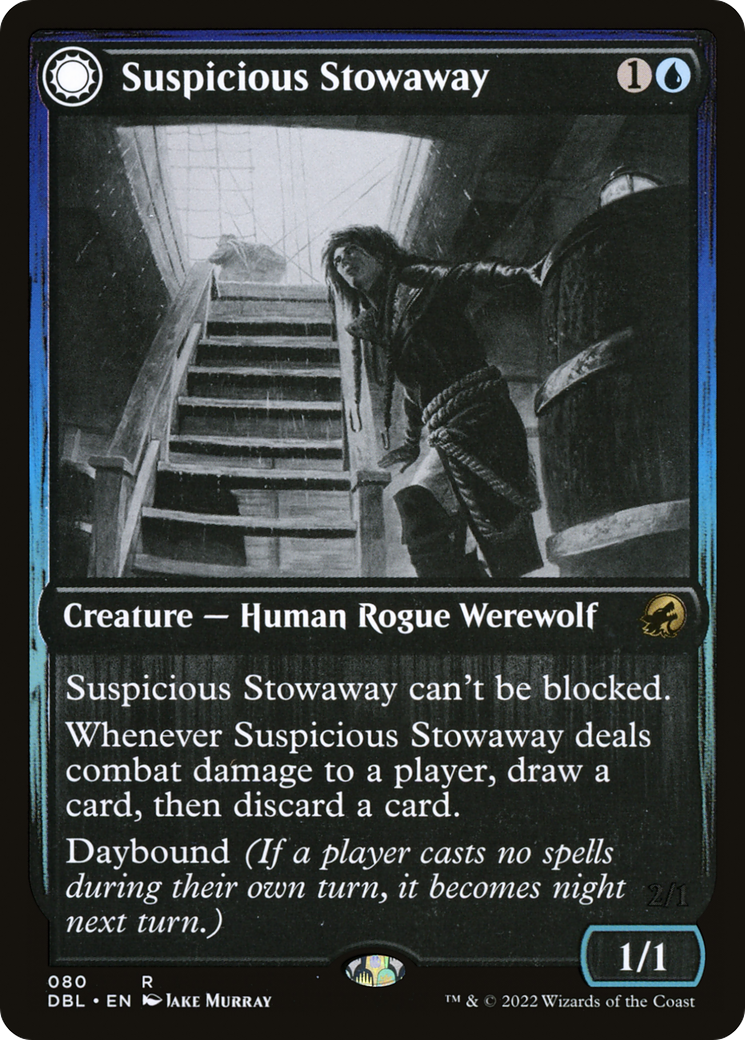Suspicious Stowaway (DBL-080)  Foil - Innistrad: Double Feature: (Double Faced Transform)