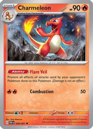 Charmeleon 008/091 - Reverse Holofoil SV Paldean Fates