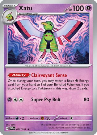 Xatu 026/091 - Reverse Holofoil SV Paldean Fates