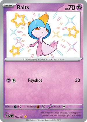 Ralts 153/091  - Holofoil SV Paldean Fates - Shiny Rare