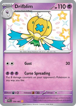 Drifblim 156/091  - Holofoil SV Paldean Fates - Shiny Rare
