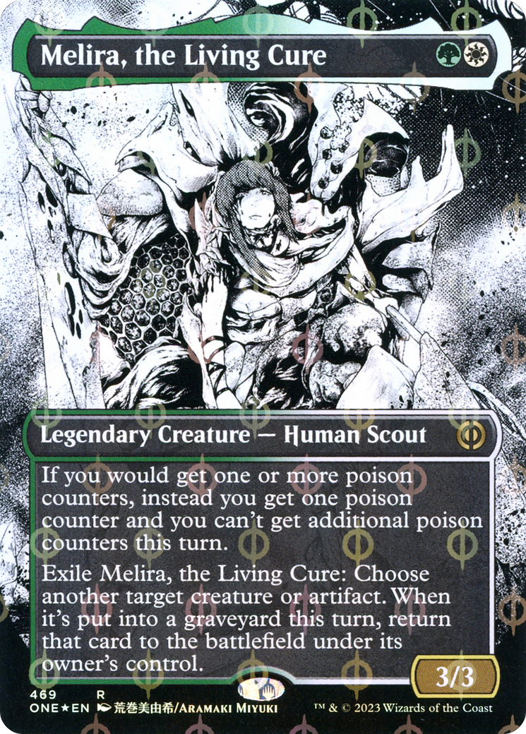 Melira, the Living Cure (Borderless) (Step-and-Compleat Foil) (ONE-469)  Foil - Phyrexia: All Will Be One: (Showcase)