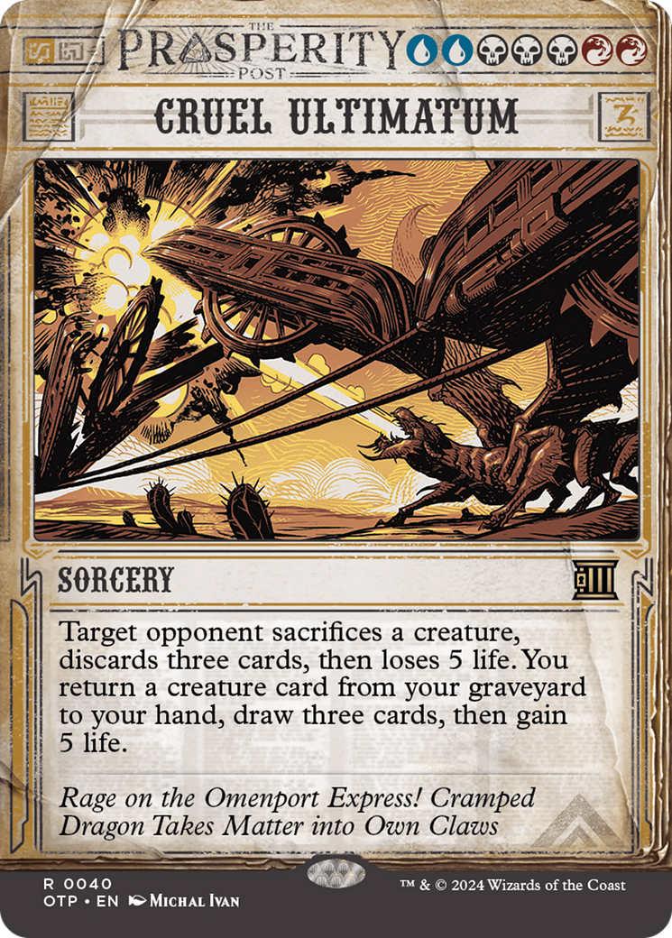 Cruel Ultimatum (OTP-040)  Foil - Breaking News: (Showcase) (Borderless)