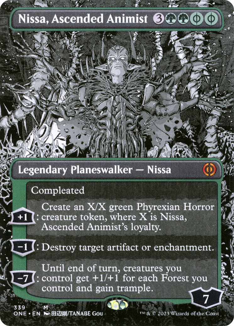 Nissa, Ascended Animist (Borderless) (ONE-339)  Foil - Phyrexia: All Will Be One: (Showcase)