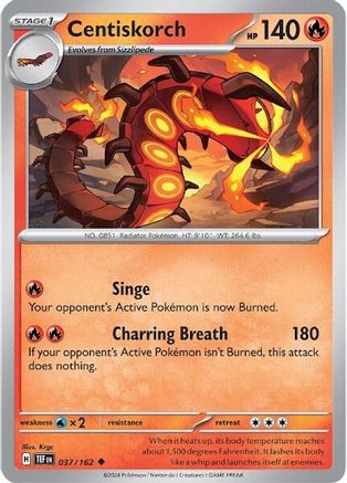 Centiskorch 037/162 - Reverse Holofoil SV05 Temporal Forces
