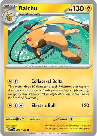 Raichu 052/162 - Reverse Holofoil SV05 Temporal Forces