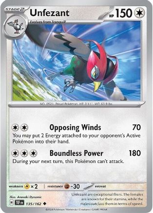 Unfezant 135/162 - Reverse Holofoil SV05 Temporal Forces