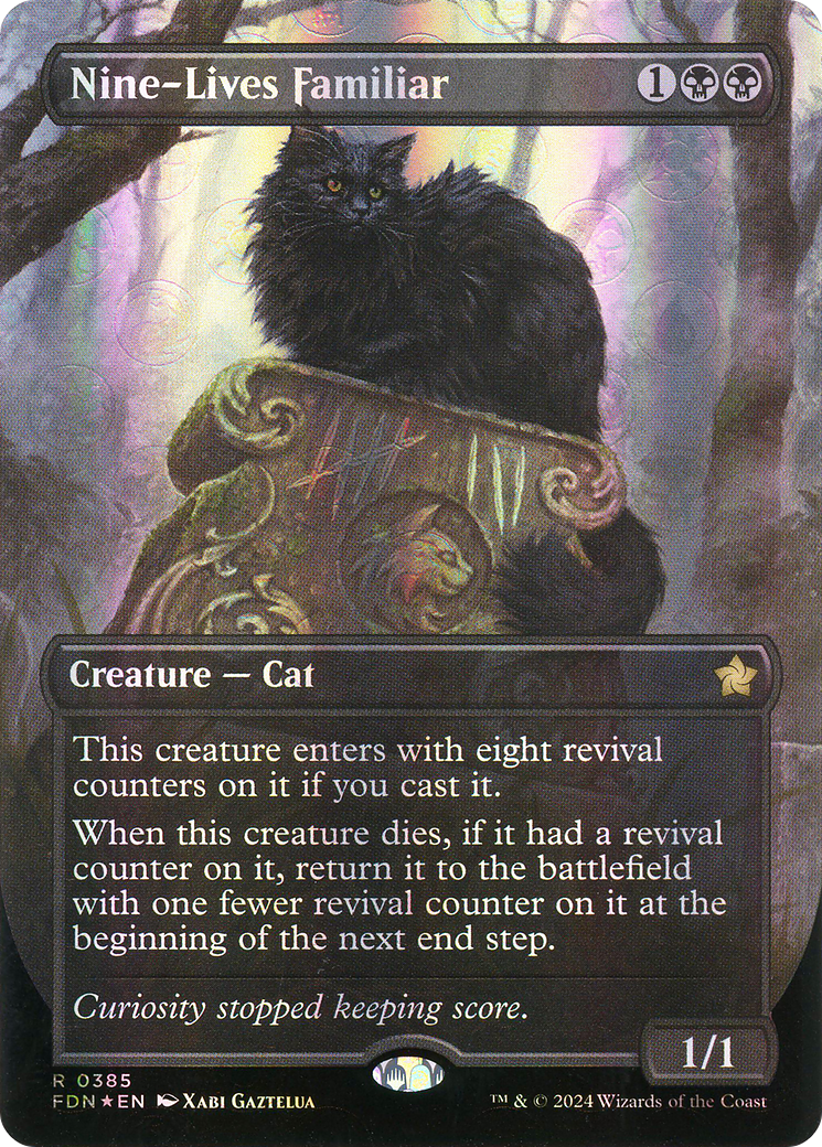 Nine-Lives Familiar (Borderless) (Mana Foil) (FDN-385)  Foil - Foundations