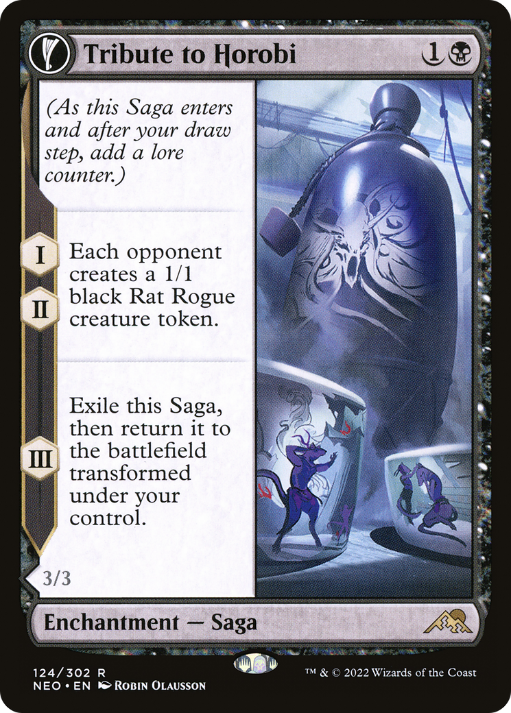 Tribute to Horobi (NEO-124)  Foil - Kamigawa: Neon Dynasty: (fandfc, enchantment)