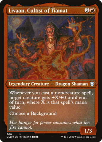 Livaan, Cultist of Tiamat (CLB-508)  Etched Foil - Commander Legends: Battle for Baldur's Gate