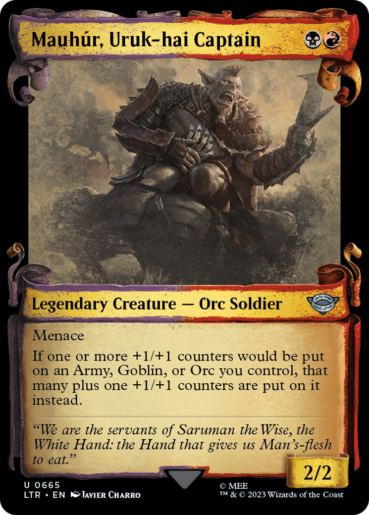 Mauhur, Uruk-hai Captain (Showcase Scrolls) (LTR-665)  Foil - The Lord of the Rings: Tales of Middle-earth: (Showcase)
