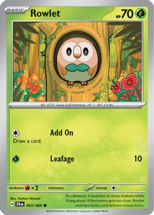 Rowlet 003 - Reverse Holofoil SV Shrouded Fable