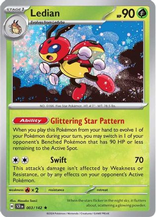 Ledian 003/142 - Reverse Holofoil SV07 Stellar Crown