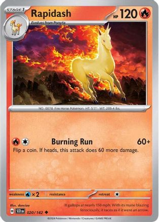 Rapidash 020/142- Reverse Holofoil SV07 Stellar Crown