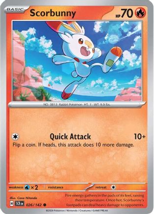 Scorbunny 026/142 - Reverse Holofoil SV07 Stellar Crown