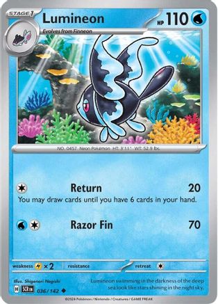 Lumineon 036/142 - Reverse Holofoil SV07 Stellar Crown