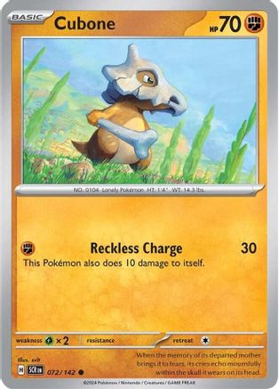 Cubone 072/142 - Reverse Holofoil SV07 Stellar Crown