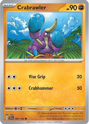 Crabrawler 087 - Reverse Holofoil SV07 Stellar Crown