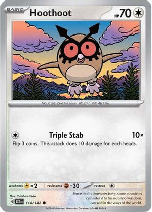 Hoothoot 114/142  - Reverse Holofoil SV07 Stellar Crown - Common