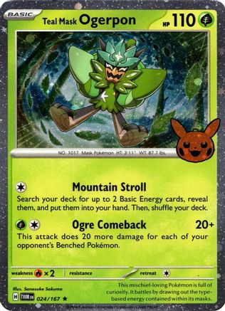 Teal Mask Ogerpon (Cosmos Holo) 024 - Holofoil Trick or Trade BOOster Bundle 2024