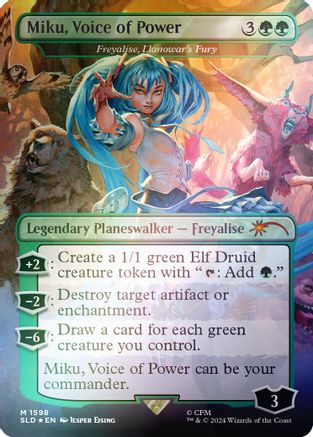 Miku, Voice of Power - Freyalise, Llanowar's Fury (Rainbow Foil) (SLD-1598)  Foil - Secret Lair Drop Series