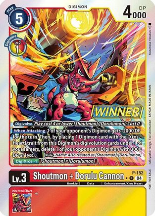 Shoutmon + Dorulu Cannon [P-152] (Store Tournament 2024 Oct. - Dec. Winner Pack) [Promotional Cards]