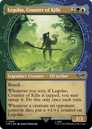 Legolas, Counter of Kills (Showcase) (Surge Foil) (LTR-816)  Foil - The Lord of the Rings: Tales of Middle-earth: (Showcase) (Borderless)
